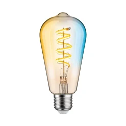 Dæmpbar Led-Pære|Filament Pære ^ Paulmann LED-rustik pære ZigBee E27 7,5W CCT guld
