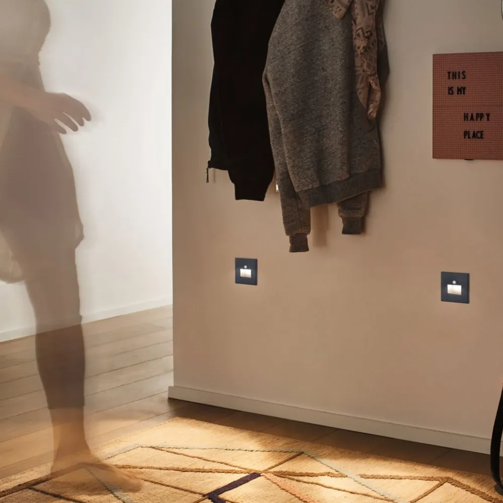 Paulmann Væglamper|Spotlights > LED-sensor-vægindbygningslampe Edge Quadro sort 8 cm