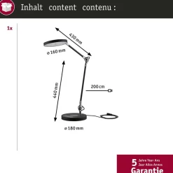 Paulmann Arbejdsrum/Kontor > LED-skrivebordslampe Numis, sort, dæmpbar, CCT