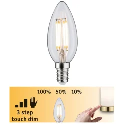 Dæmpbar Led-Pære|Filament Pære ^ Paulmann LED stearinlys E14 5W glødetråd dæmpbar