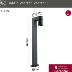 Gadebelysning ^ Paulmann LED-stibelysning Kimu 1, antracit, 3.000 K