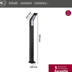 Gadebelysning ^ Paulmann LED stibelysning Merano, sensor, aluminium, antracit