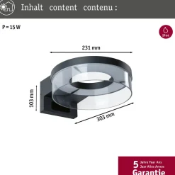 Paulmann Væglampe Med Sensor > LED-væglampe Capera, antracit, CCT, IP44