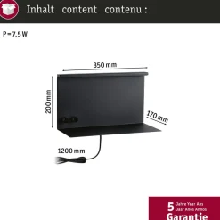Væglamper ^ Paulmann LED-væglampe Jarina sort 35 cm hylde USB-port