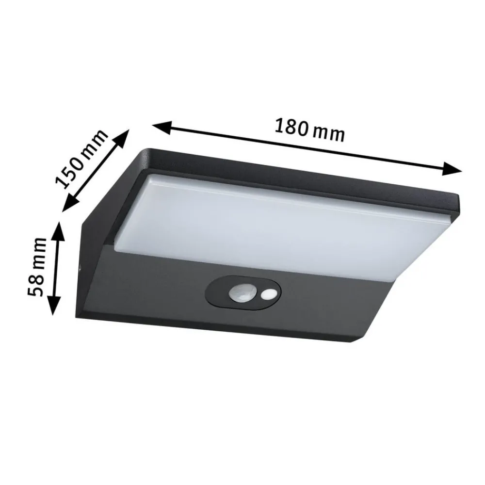 Paulmann Solcelle Lampe Med Sensor|Væglampe Med Sensor > 94335 LED-væglampe med sensor, dybde 15
