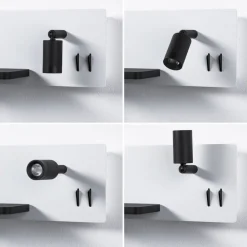 Væglamper ^ Paulmann LED-væglampe Serra, venstre, USB-C, hvid/sort