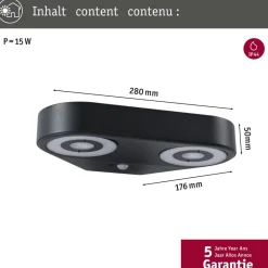 Væglampe Med Sensor|Væglamper ^ Paulmann LED-væglampe Silma antracit 2 lyskilder IP44