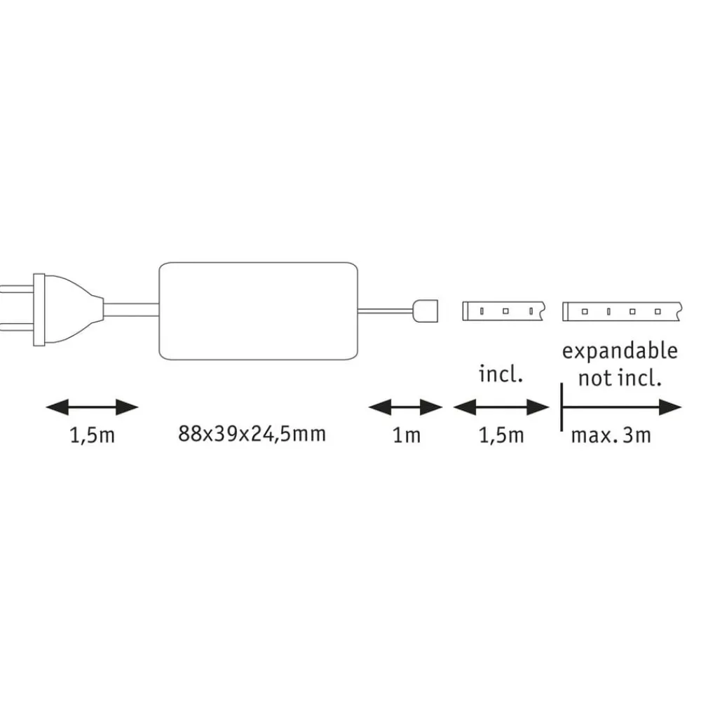 Dekorationsbelysning|Led Strips ^ Paulmann MaxLED 500 basissæt IP20 dagslys 1,5 m