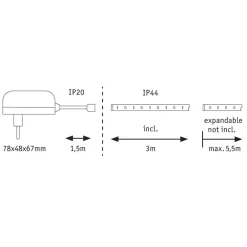 Dekorationsbelysning|Led Strips ^ Paulmann MaxLED 250 basissæt IP44 2.700 K 3 m