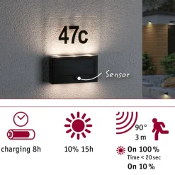 Paulmann Solcelle Lampe Med Sensor|Væglampe Med Sensor > Neda LED-husnummerlampe, solcelle, sensor