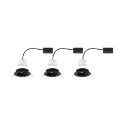 Paulmann Indbygningsspots|Spotlights > Nova Coin sæt med 3, rund, drejelig, sort