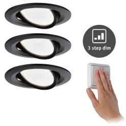 Paulmann Spotlights > Nova Coin 3x rund dæmpbar/svingbar sort