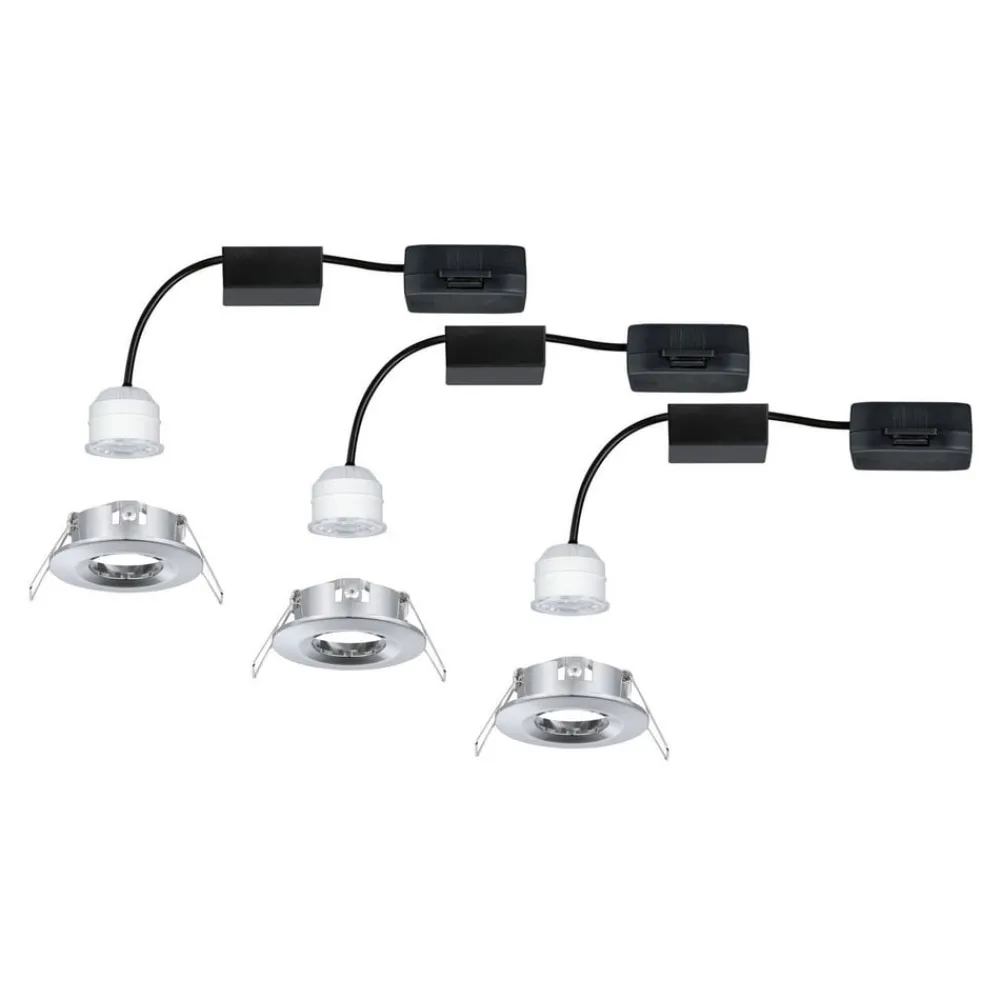 Paulmann Loftlamper|Indbygningsspots > Nova mini indb.-spot, sæt med 3 IP44 krom