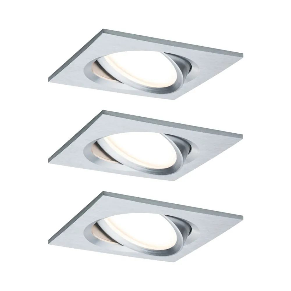 Paulmann Indbygningsspots > Nova Plus LED-spot, 3 stk, kantet, alu