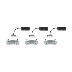 Paulmann Indbygningsspots > Nova Plus LED-spot, 3 stk, kantet, alu