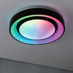 Loftlamper ^ Paulmann Rainbow Ø37cm sort fjernbetjent stjernedekoration RGBW