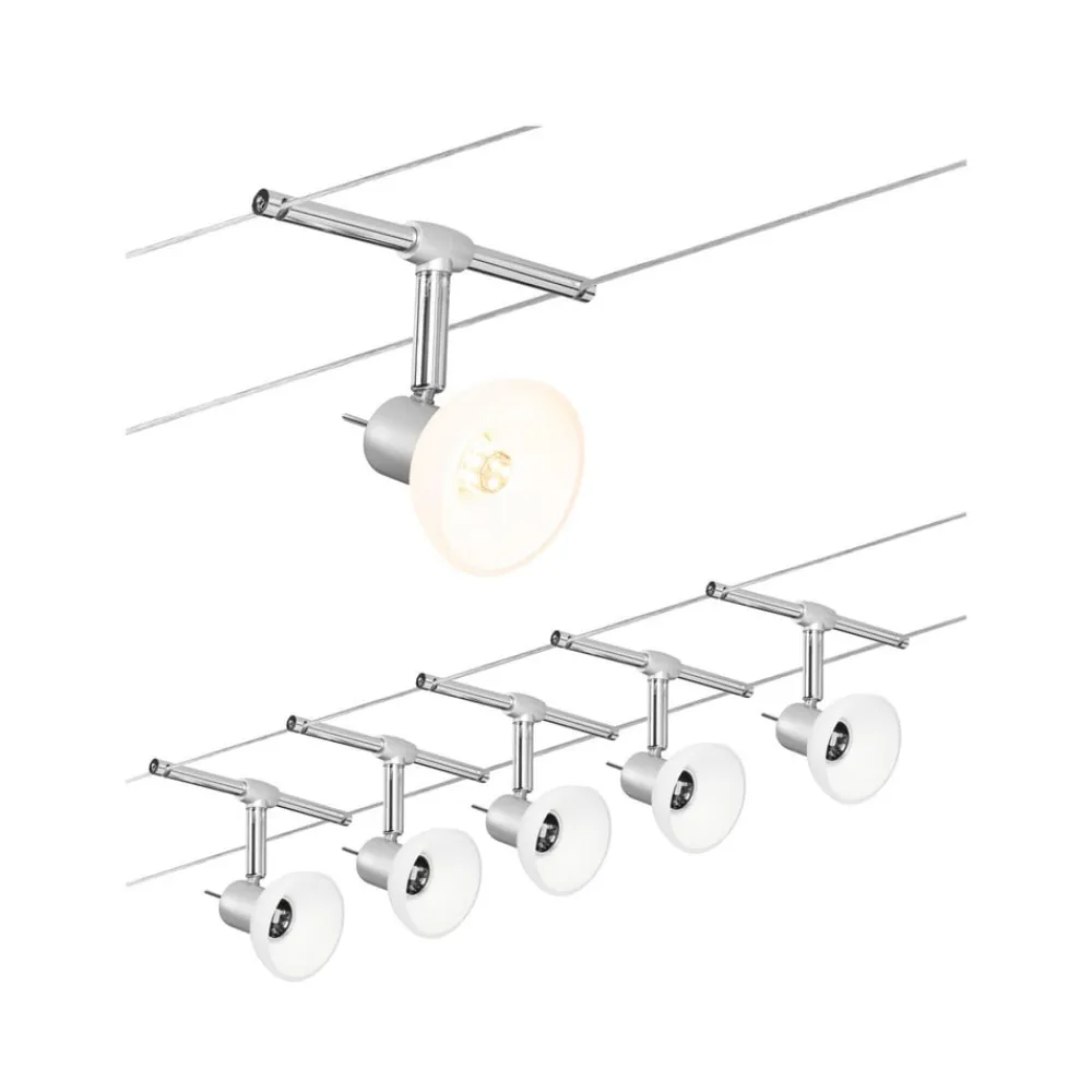 Paulmann Arbejdsrum/Kontor > Sheela wiresystem, 5 lyskilder, mat krom