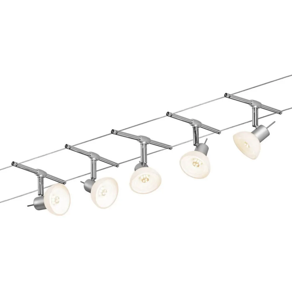 Paulmann Arbejdsrum/Kontor > Sheela wiresystem, 5 lyskilder, mat krom