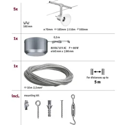 Paulmann Arbejdsrum/Kontor > Sheela wiresystem, 5 lyskilder, mat krom