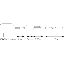 Paulmann Dekorationsbelysning|Led Strips > SimpLED stripe-sæt, 26 W, RGB, 7,5 m