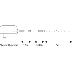 Paulmann Dekorationsbelysning|Led Strips > SimpLED stripe-sæt, 17 W, varmhvidt, 5 m