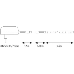 Paulmann Dekorationsbelysning|Led Strips > SimpLED stripe sæt, 20 W, varmhvid, 7,5 m