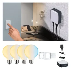 Paulmann Dæmpbar Led-Pære|Smarte Lyskilder > Smart Home-sæt ZigBee 4x E27 7W LED G95 mat CCT