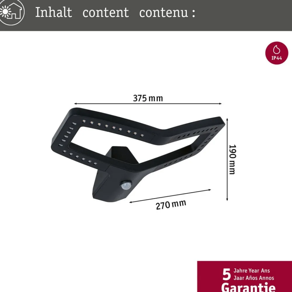 Paulmann Væglampe Med Sensor > Smart væglampe Alara, RGBW antracit IP44