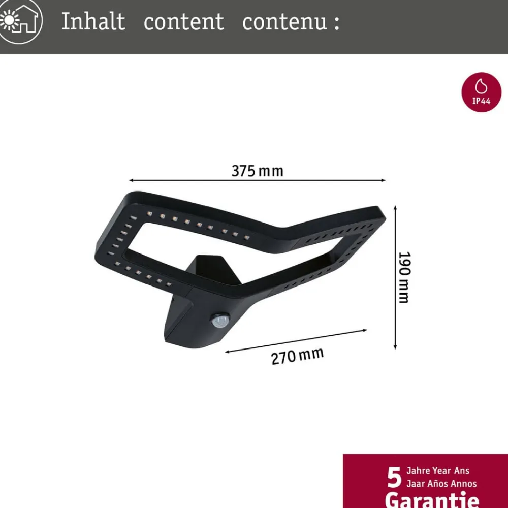 Væglampe Med Sensor ^ Paulmann Smart væglampe Alara, CCT, antracit IP44