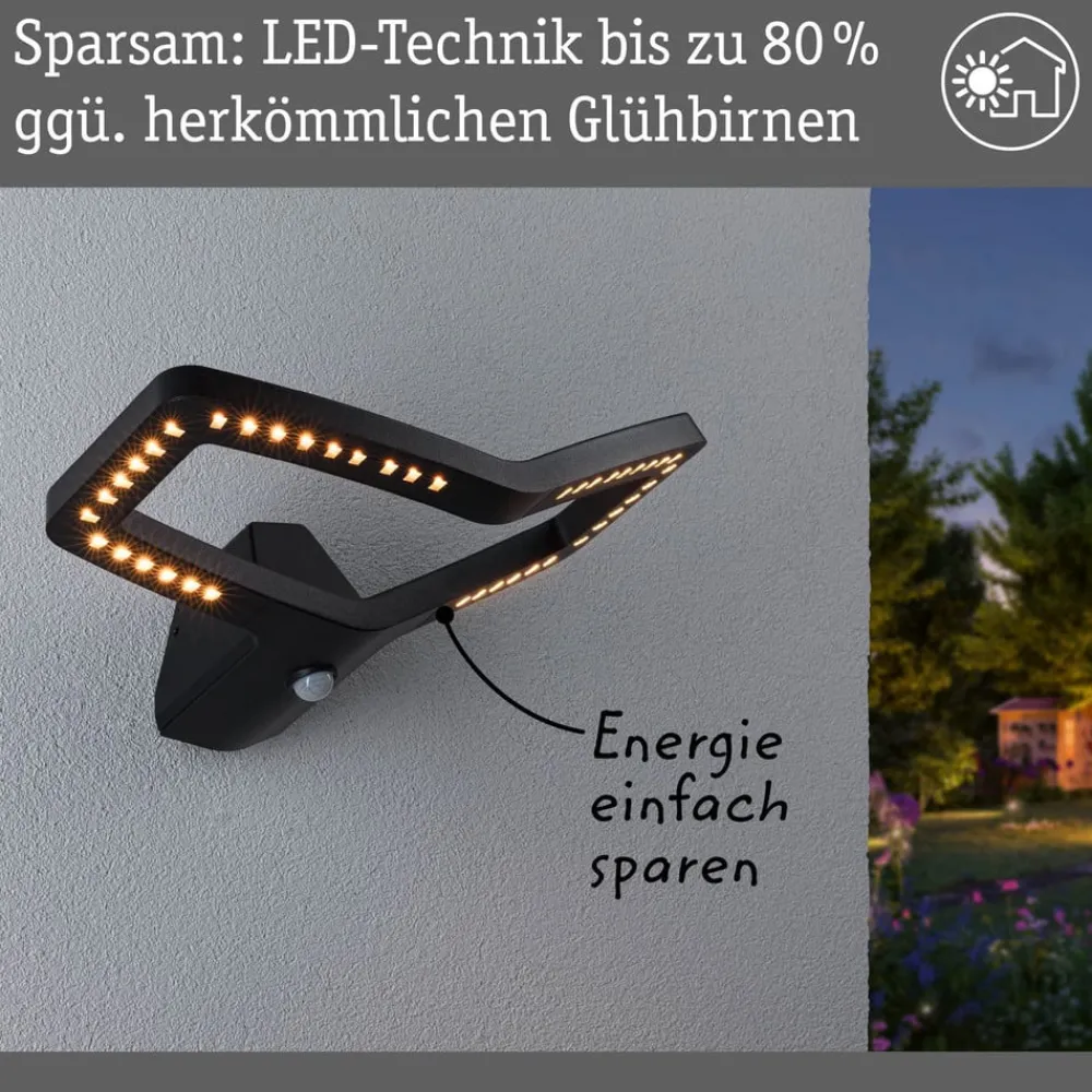 Væglampe Med Sensor ^ Paulmann Smart væglampe Alara, CCT, antracit IP44
