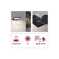 Solcelle Lampe Med Sensor|Væglampe Med Sensor ^ Paulmann Solveig LED-solcellevæglampe med sensor