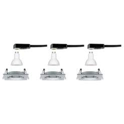 Paulmann Loftlamper|Indbygningsspots > 3 spot Nova kantet, drejelig/dæmpbar, aluminium