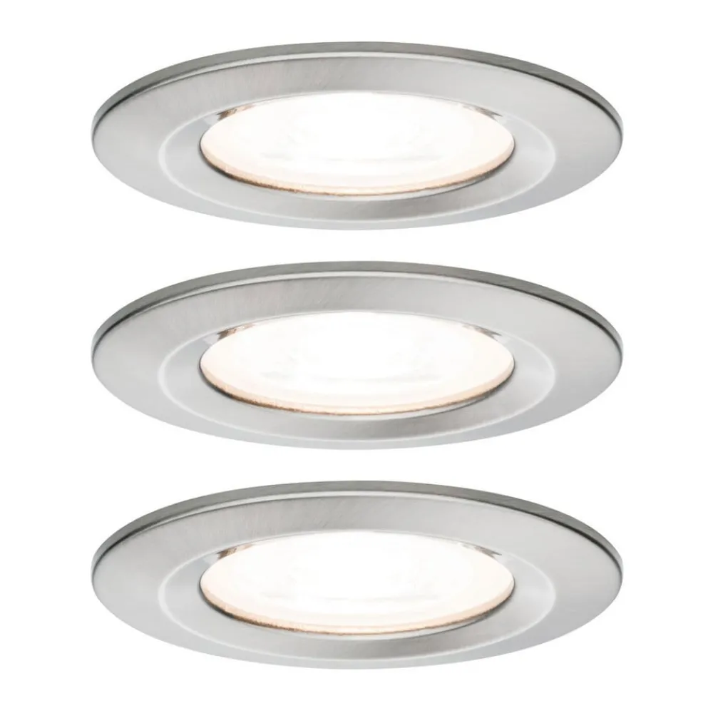 Paulmann Loftlamper|Indbygningsspots > 3 spot Nova rund, IP44, dæmpbar, jern