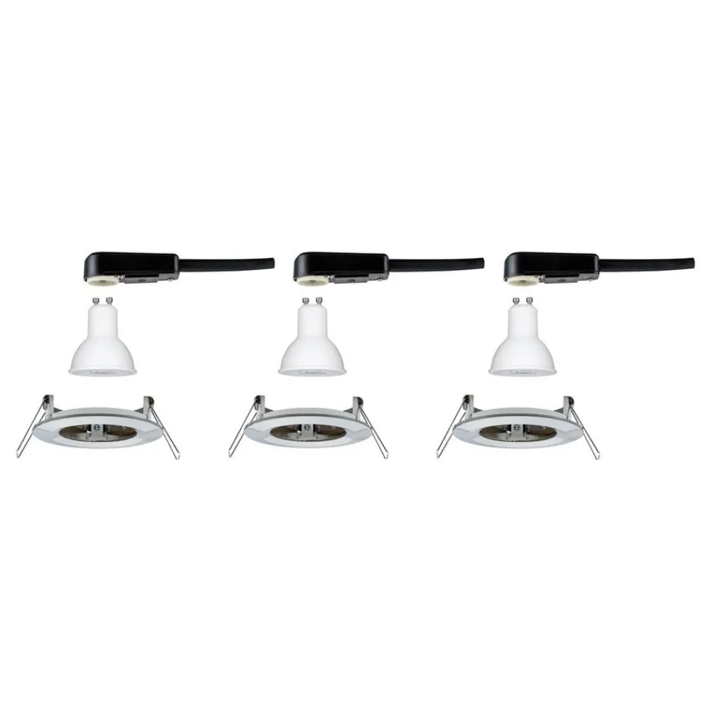 Paulmann Loftlamper|Indbygningsspots > 3 spot Nova rund, IP44, dæmpbar, jern