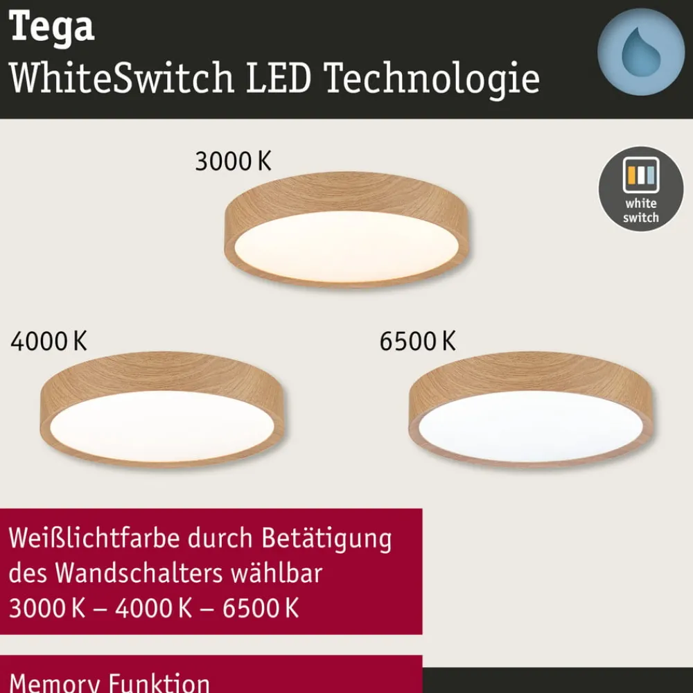 Paulmann Loftlamper > Tega LED-loftlampe IP44 CCT træ