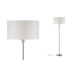 Gulvlamper|Gulvlamper ^ Paulmann Tessa gulvlampe, creme, børstet jern