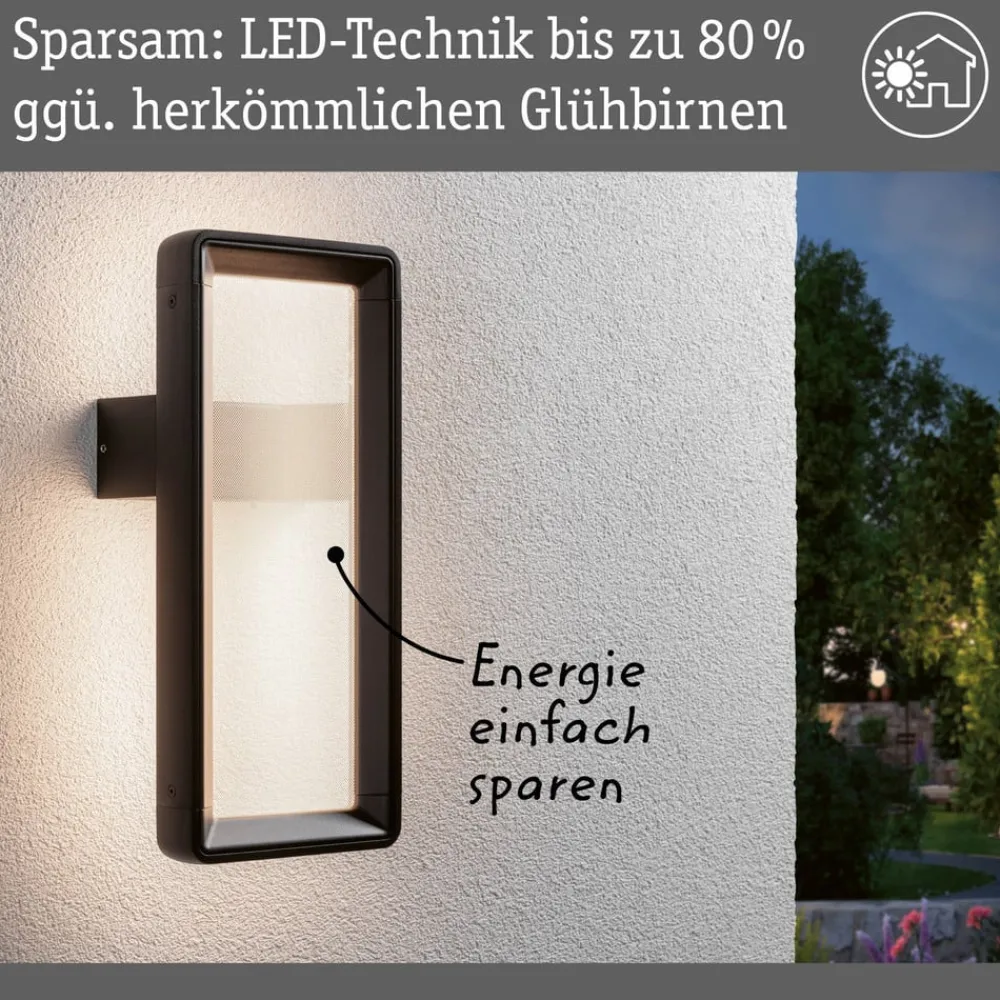 Paulmann Væglampe Med Sensor > udendørs LED-væglampe Reana, antracit IP44