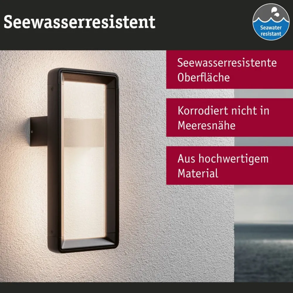 Paulmann Væglampe Med Sensor > udendørs LED-væglampe Reana, antracit IP44