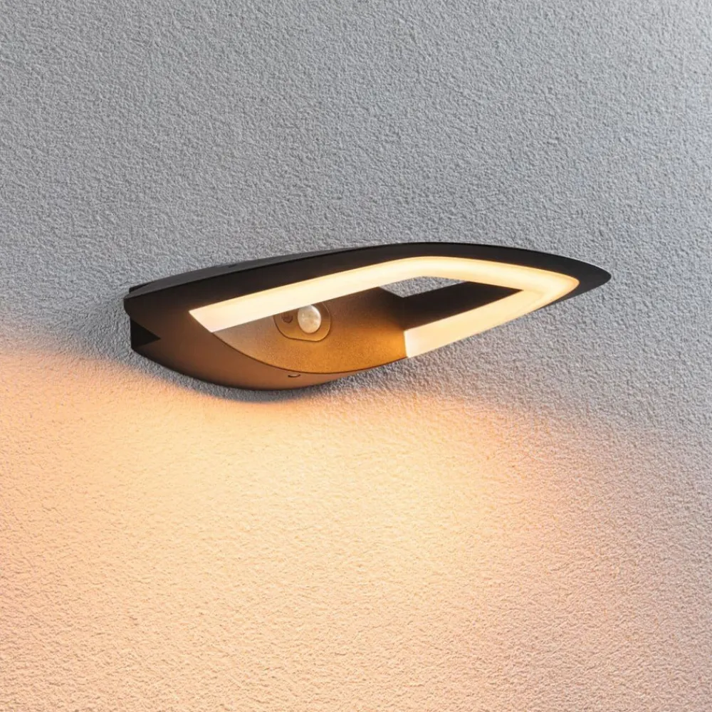 Væglampe Med Sensor ^ Paulmann udendørs LED-væglampe Akena, 2.200 K, antracit