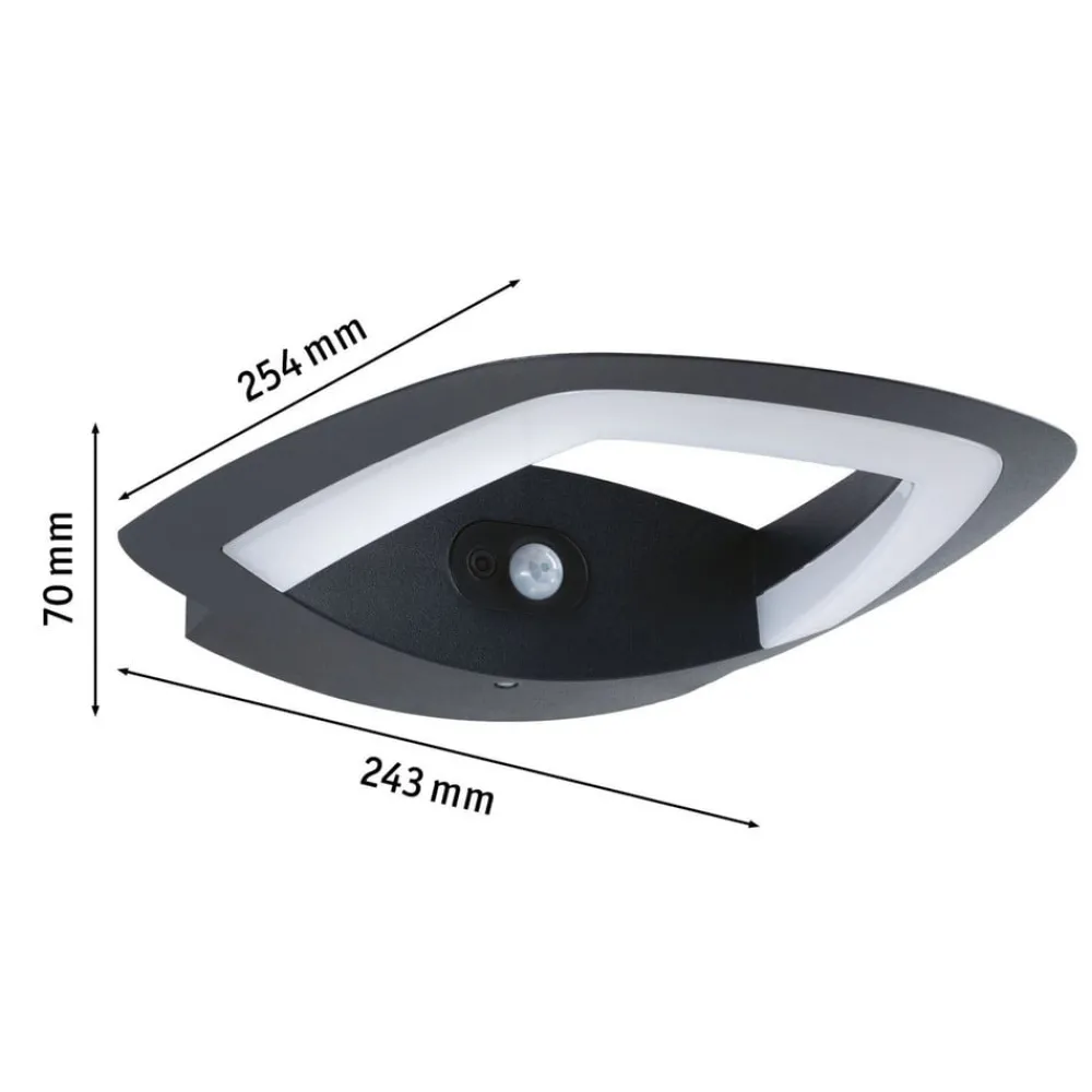 Væglampe Med Sensor ^ Paulmann udendørs LED-væglampe Akena, 2.200 K, antracit