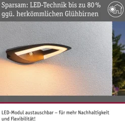 Væglampe Med Sensor ^ Paulmann udendørs LED-væglampe Akena, 2.200 K, antracit
