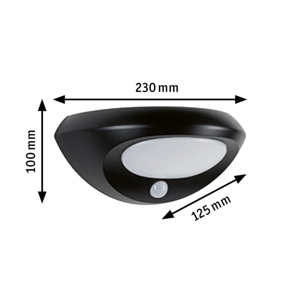 Solcelle Lampe Med Sensor|Væglampe Med Sensor ^ Paulmann udendørs LED-væglampe Sorova, sensor, antracit