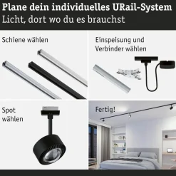 Paulmann Arbejdsrum/Kontor|Skinnesystem > URail Aldan LED-spotlight, sort mat, metal, CCT