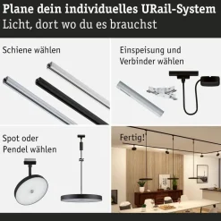 Paulmann Arbejdsrum/Kontor|Skinnesystem > URail Hildor LED-pendel 3.000K sort