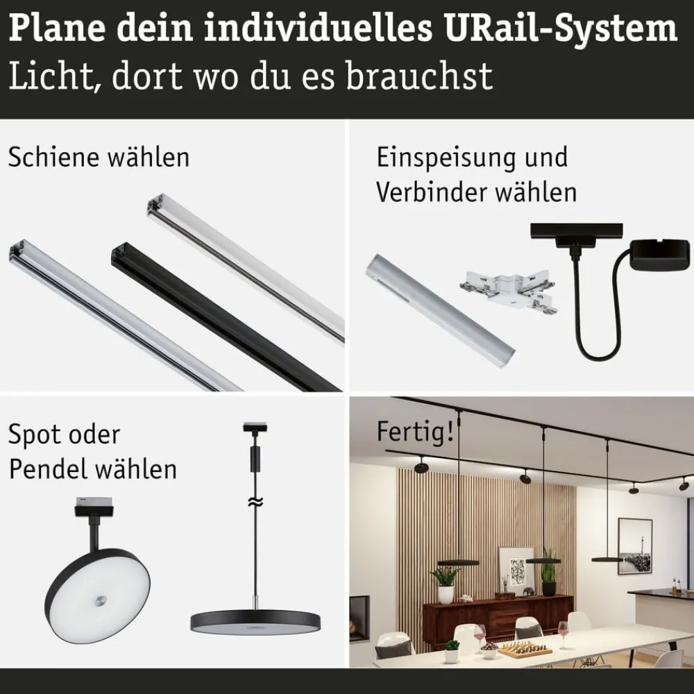 Paulmann Skinnesystem > URail Hildor LED-pendel sort 4.000 K