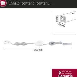 Paulmann Skinnesystem > URail indførelseskabel/afbryder, krom mat, 2,4 m