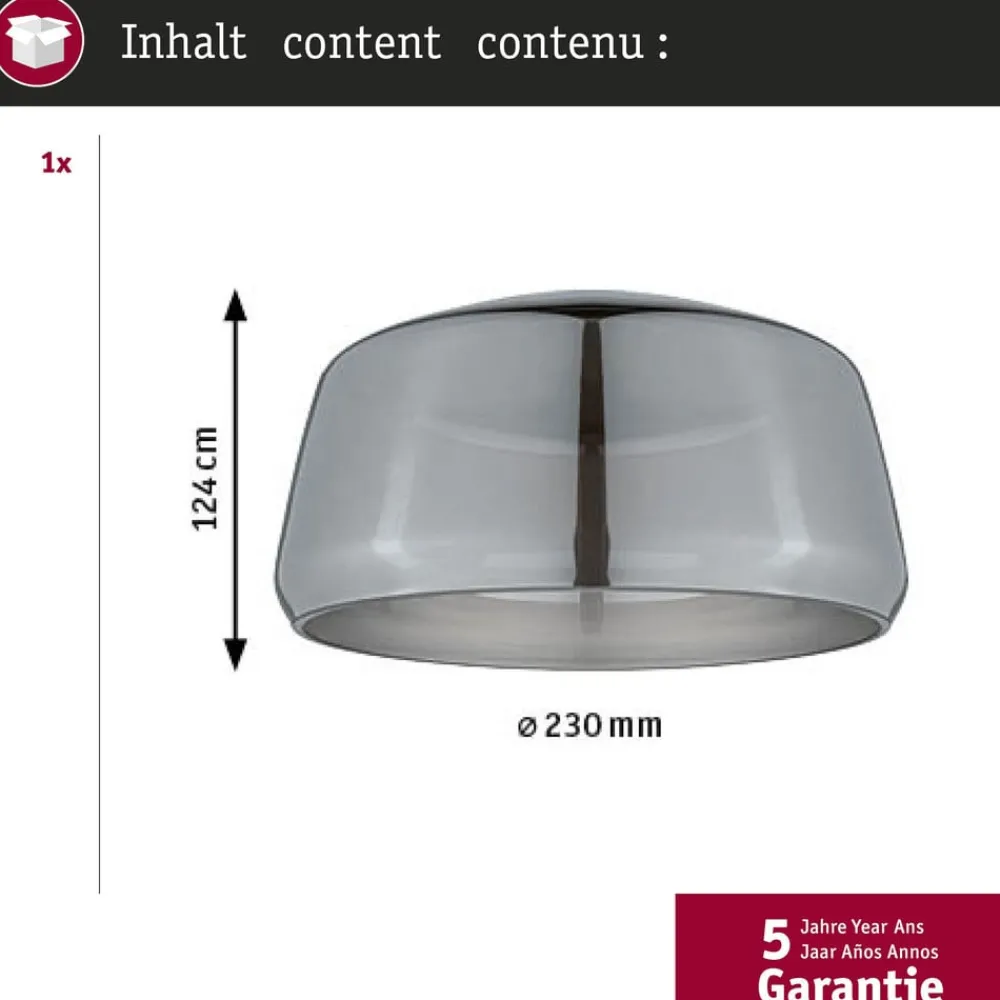 Paulmann Skinnesystem > URail lampeskærm Neila 2Easy, Ø 23 cm, røget glas