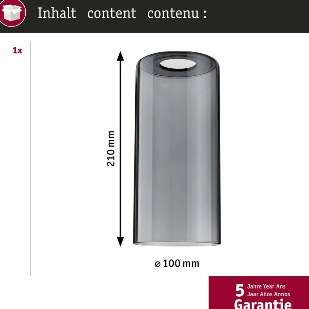 Paulmann Skinnesystem > URail lampeskærm Raja 2Easy, røget glas Ø 10 cm