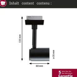 Paulmann Skinnesystem > URail skinnespot Runa, sort mat, GU10