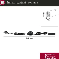 Paulmann Skinnesystem > URail strømforsyningskabel/afbryder sort mat 2,4 m